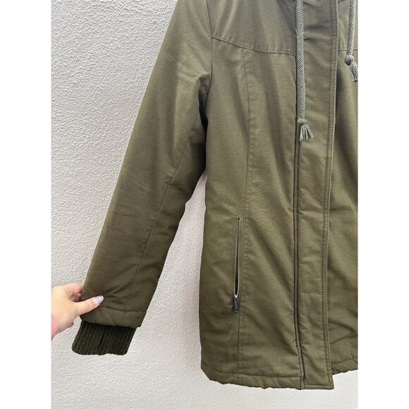 Womens DKNY Jacket Size XS Green Hooded Hidden Zip Up - Picture 4 of 16